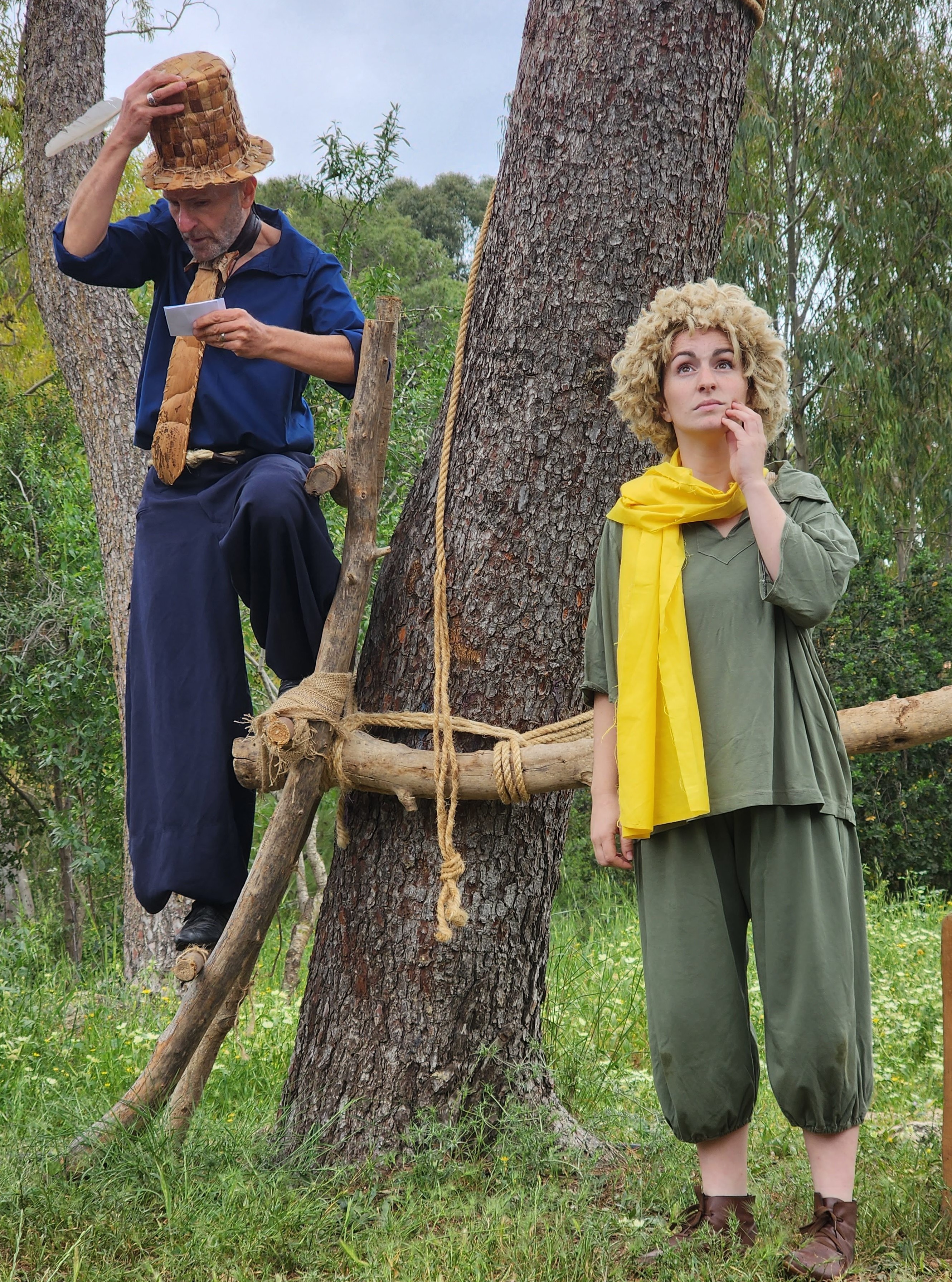 Actors performance under trees
